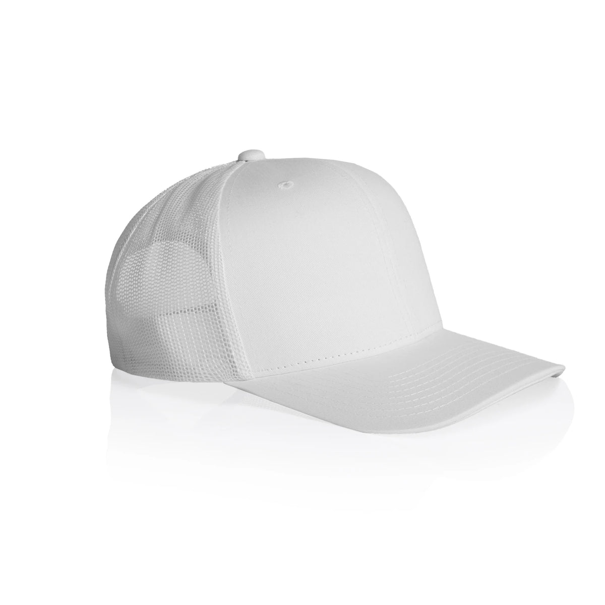 Premium Mesh Trucker Cap in White, side