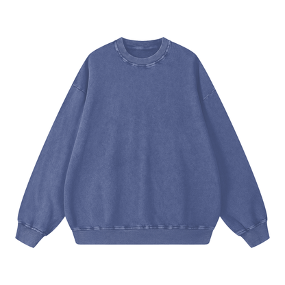 Snow Wash Oversized Crew in Blue, front