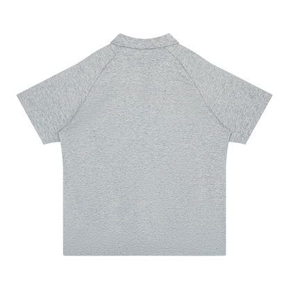 Stretch Raglan Polo in Marl Grey, back