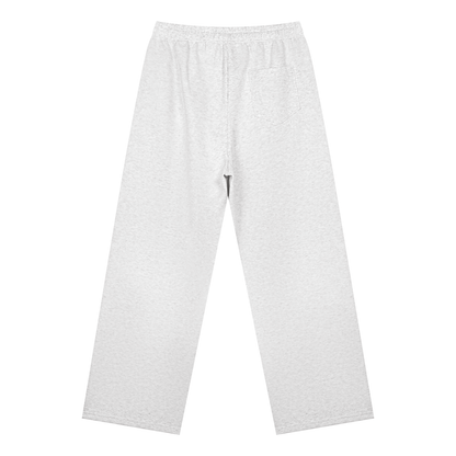 Straight Leg Fleece Track Pants in Oat Grey, back