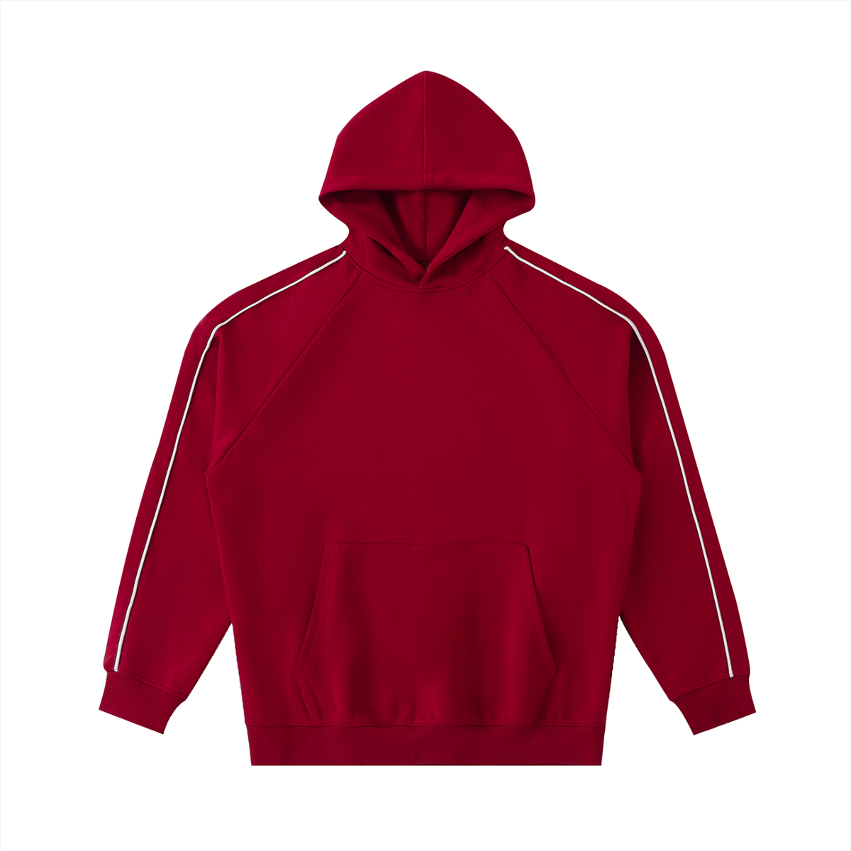 Contrast Piping Raglan Hoodie in Red, front