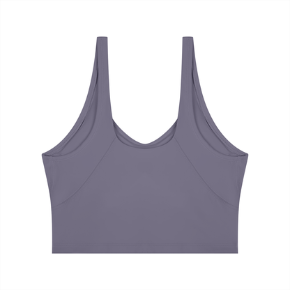 Cropped Yoga Tank in Dark Purple, back