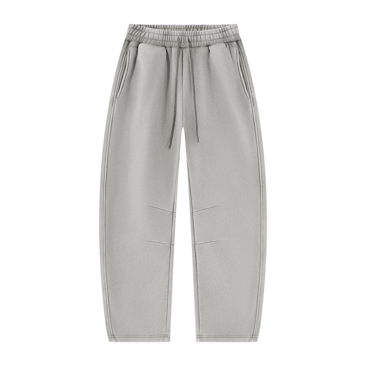 Vintage Wash Barrel Leg Sweatpants in Light Grey, front