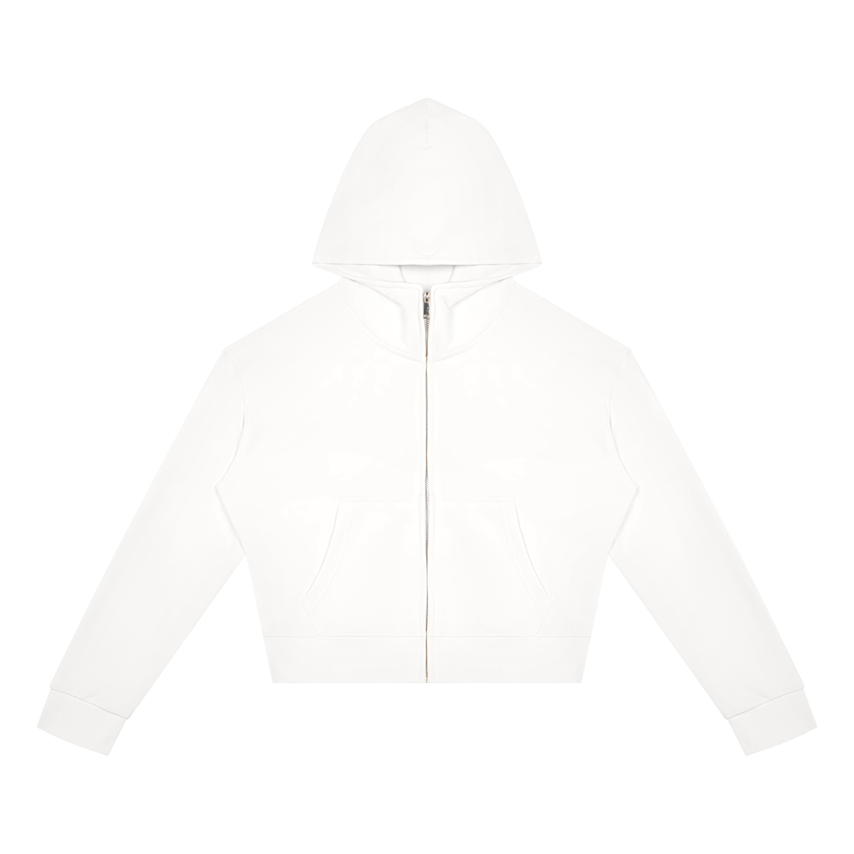 Women's Cropped Zip Hoodie in White, front
