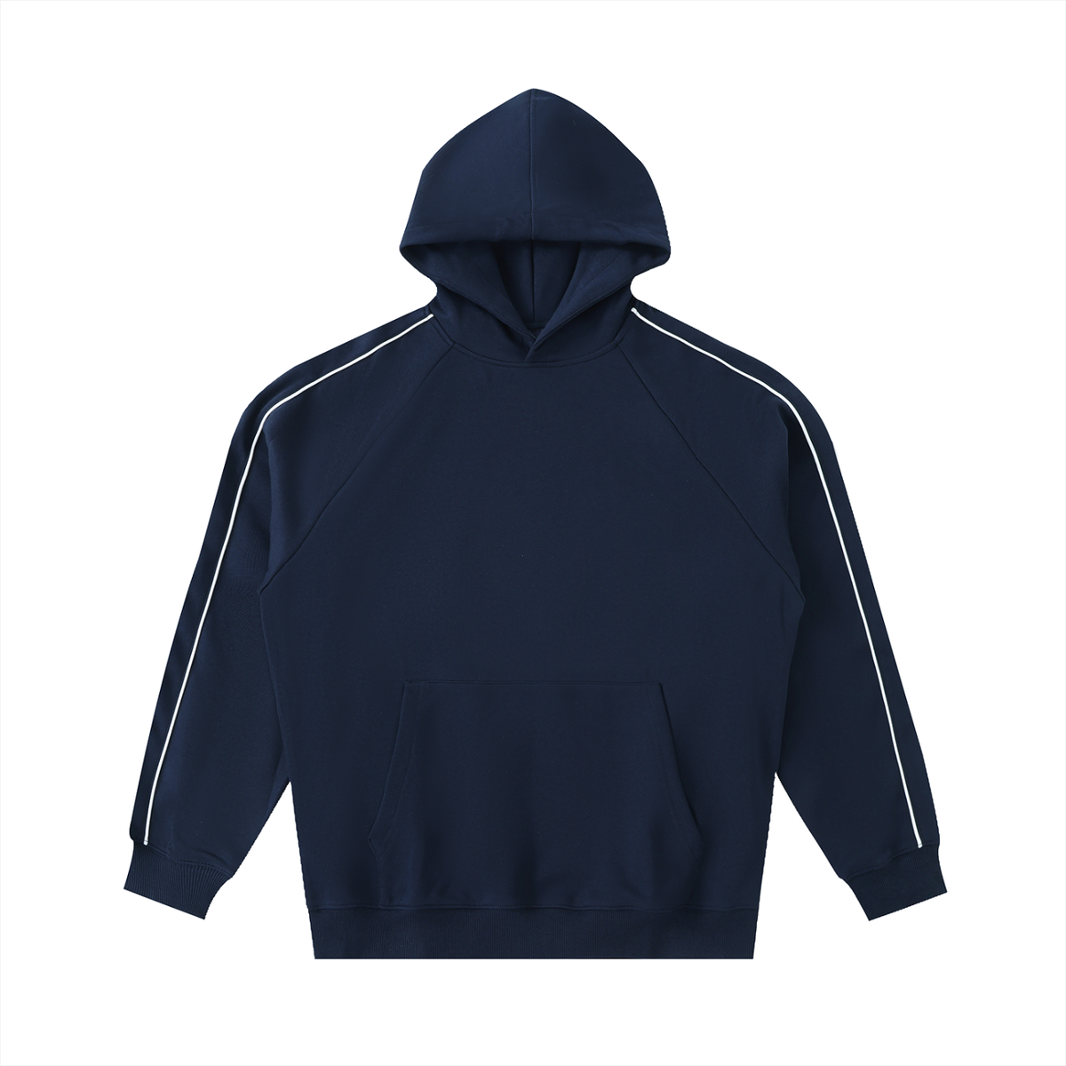 Contrast Piping Raglan Hoodie in Navy, front