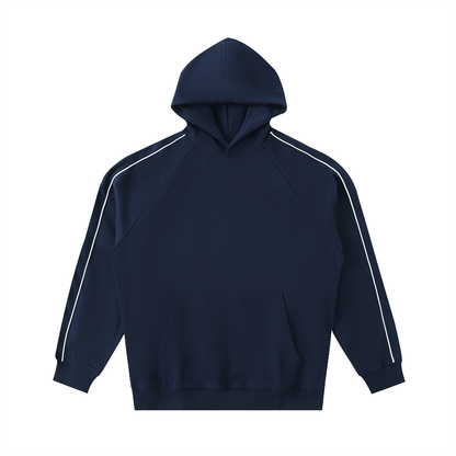Contrast Piping Raglan Hoodie in Navy, front