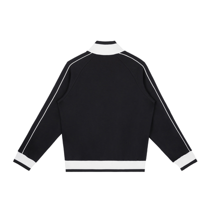 Colour Block Track Jacket in Black, back
