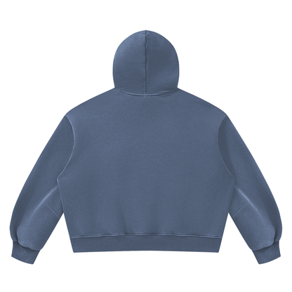 Vintage Wash Boxy Hoodie in Washed Blue, back