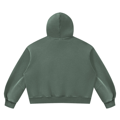 Vintage Wash Boxy Hoodie in Washed Green, back