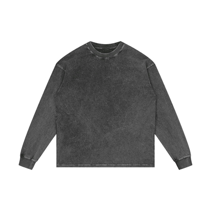Acid Wash Long Sleeve Tee in Pirate Grey, front