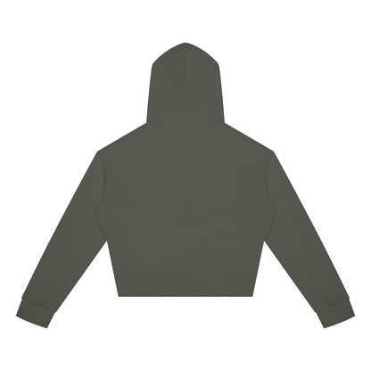 Women's Cropped Zip Hoodie in Dark Grey, back