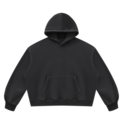 Vintage Wash Boxy Hoodie in Black, front