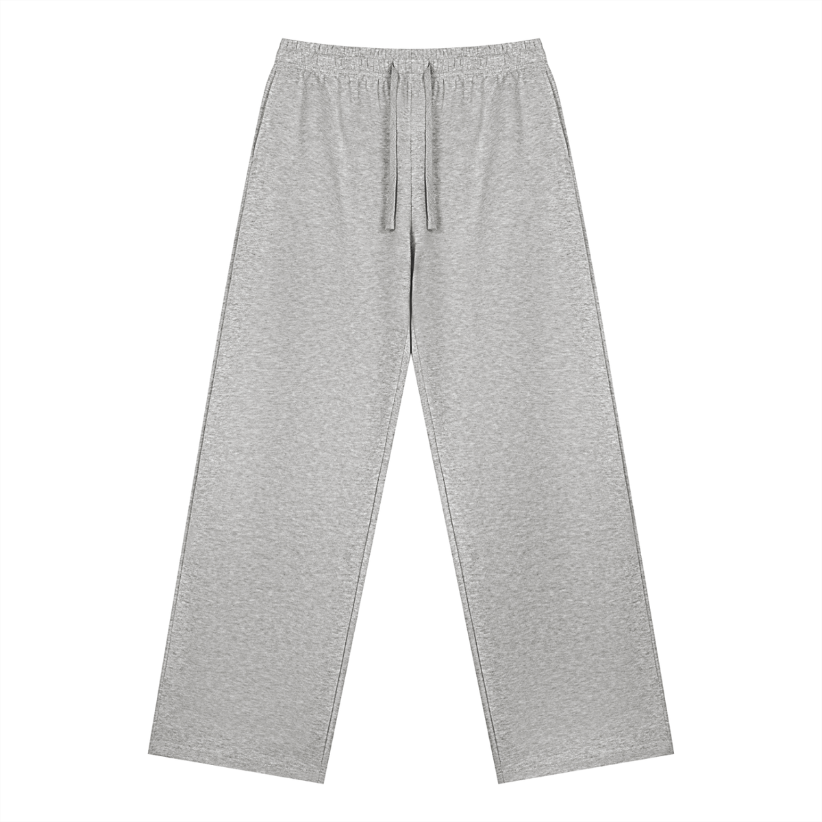 Straight Leg Fleece Track Pants in Marl Grey, front