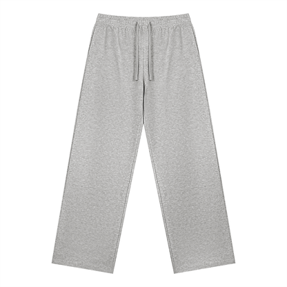 Straight Leg Fleece Track Pants in Marl Grey, front
