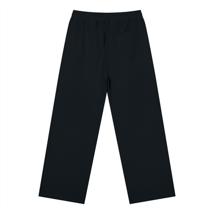 Straight Leg Fleece Track Pants in Black, back