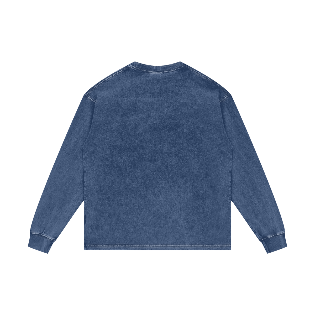 Acid Wash Long Sleeve Tee in Dark Blue, back