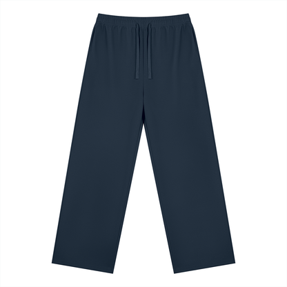 Straight Leg Fleece Track Pants in Navy, front