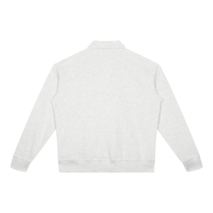 Boxy Quarter-Zip Sweatshirt in White Grey, back