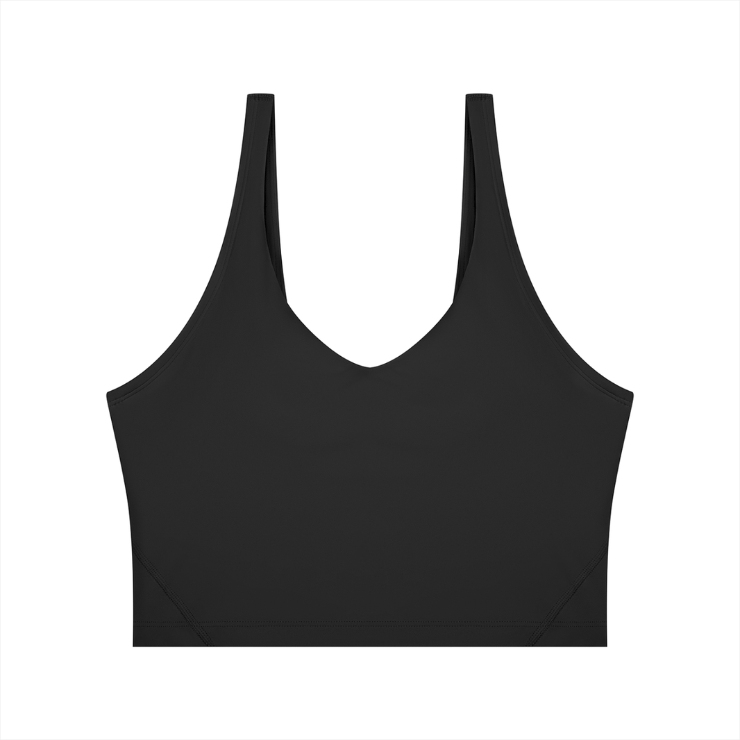 Cropped Yoga Tank in Black, front