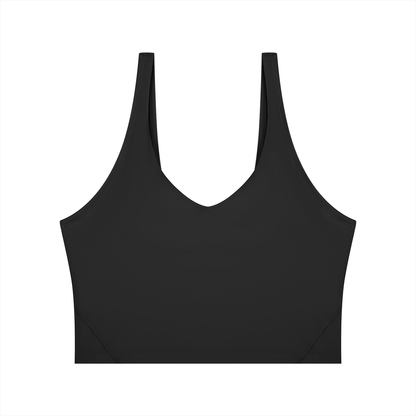 Cropped Yoga Tank in Black, front