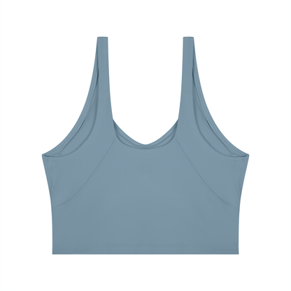 Cropped Yoga Tank in Haze Blue, back