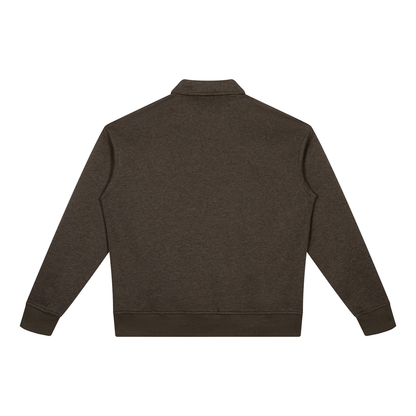 Boxy Quarter-Zip Sweatshirt in Coffee, back