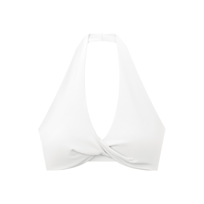 Halter Sports Bra in White, front