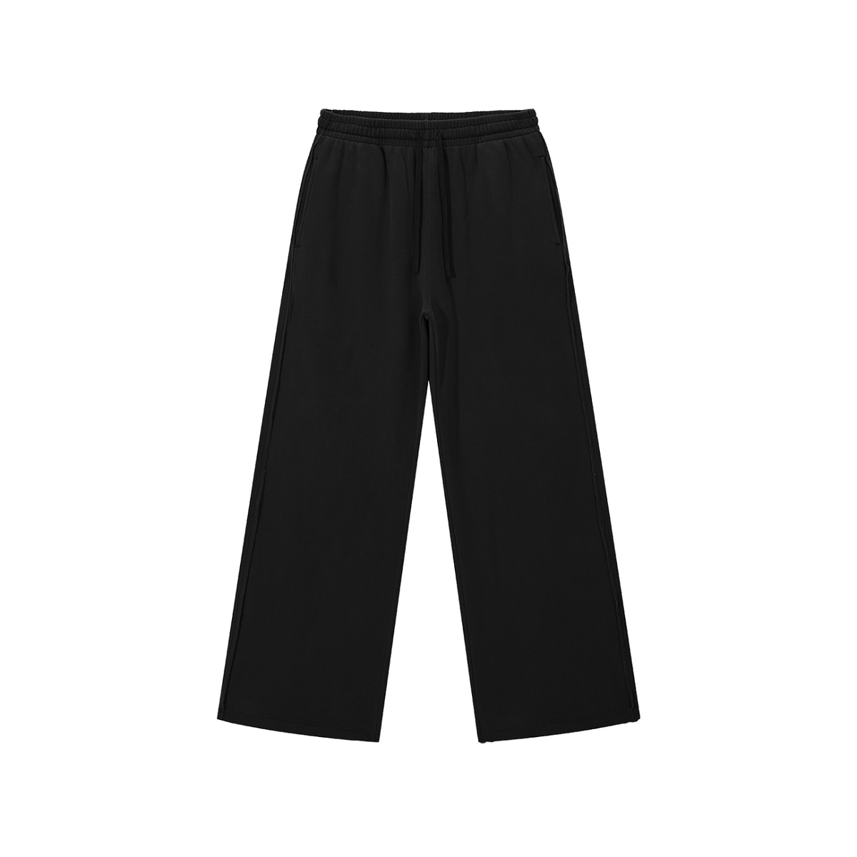 Snow Wash Raw Hem Sweatpants in Black, front