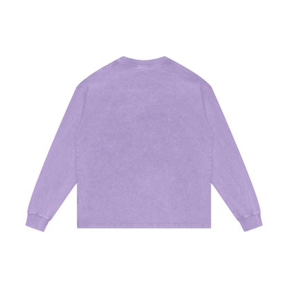 Acid Wash Long Sleeve Tee in Purple, back