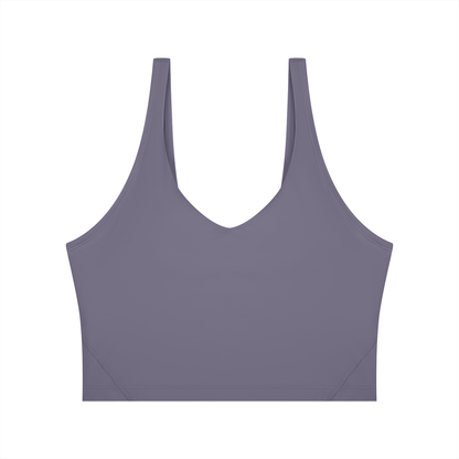 Cropped Yoga Tank in Dark Purple, front
