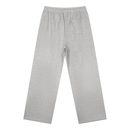Straight Leg Fleece Track Pants in Marl Grey, back