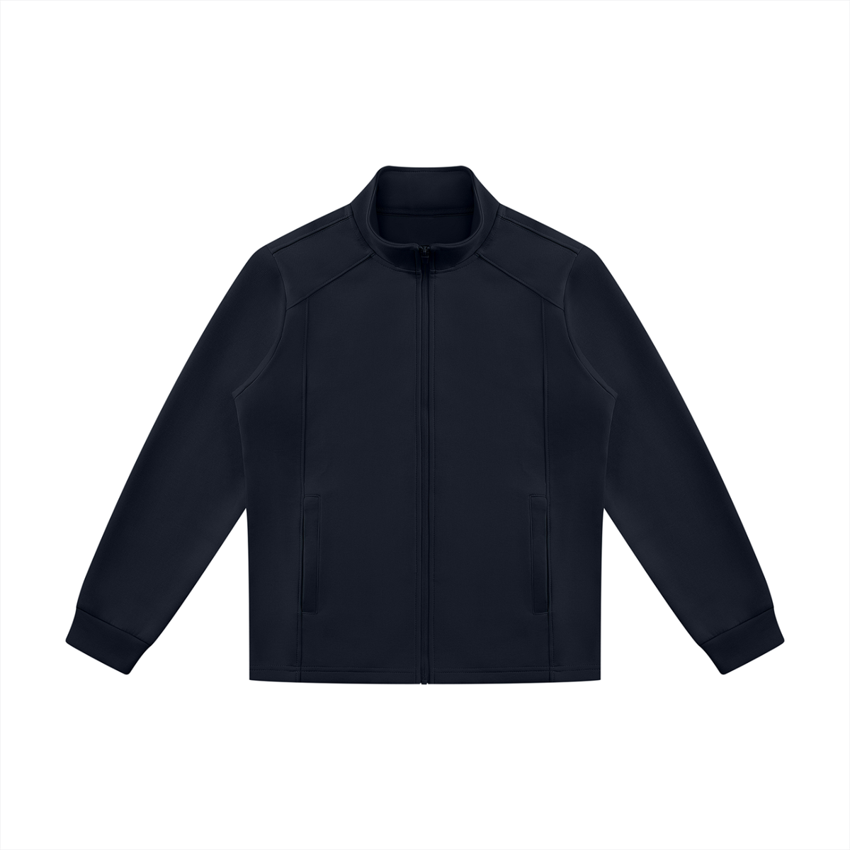 Stand Collar Track Jacket in Navy, front