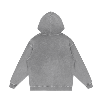Snow Wash Heavyweight Hoodie in Light Grey, back