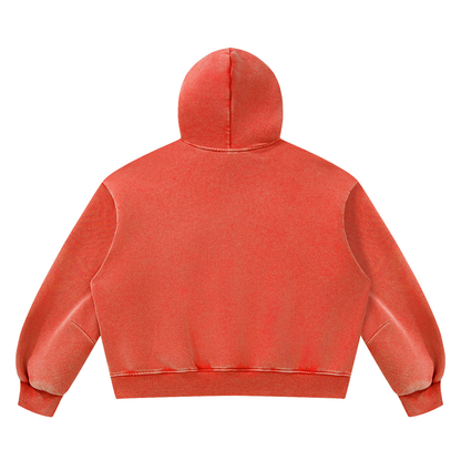 Vintage Wash Boxy Hoodie in Washed Red, back