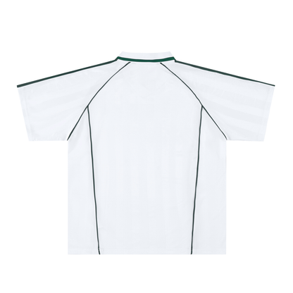 Collared Soccer Jersey in White with Dark Green, back