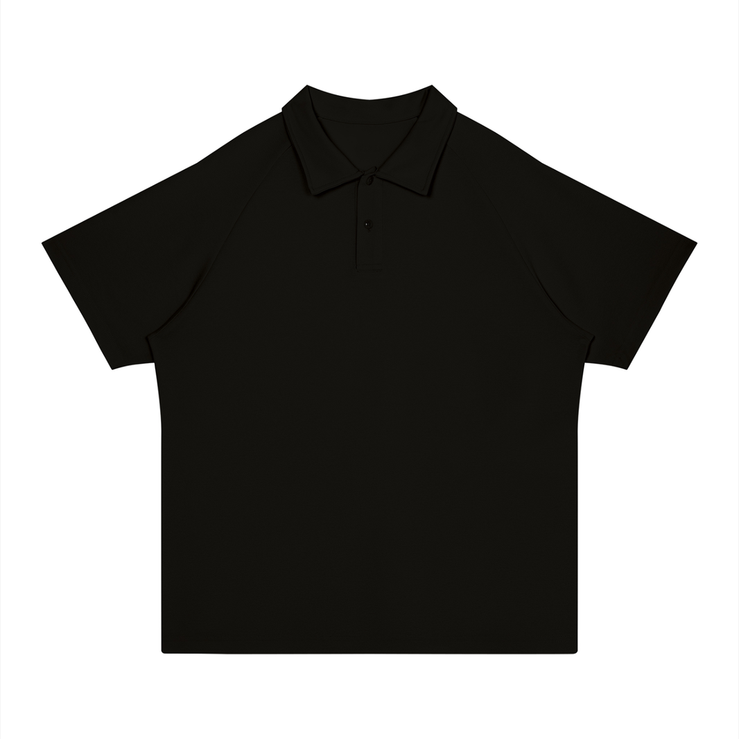 Stretch Raglan Polo in Black, front