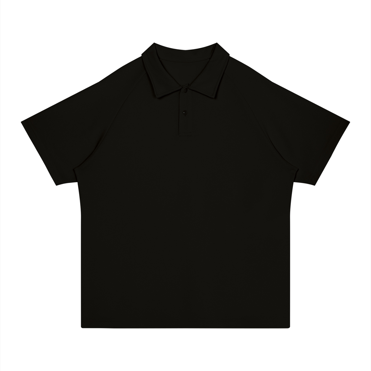 Stretch Raglan Polo in Black, front