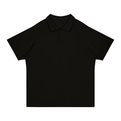 Stretch Raglan Polo in Black, front