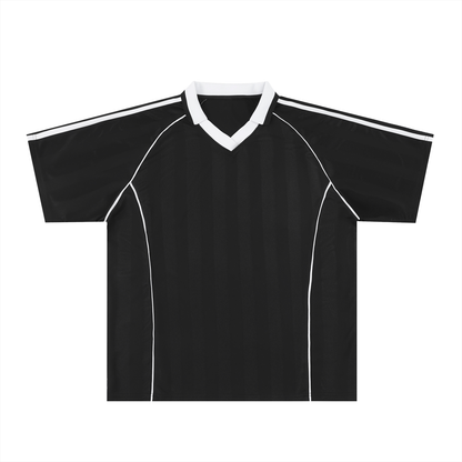 Collared Soccer Jersey in Black with White, front