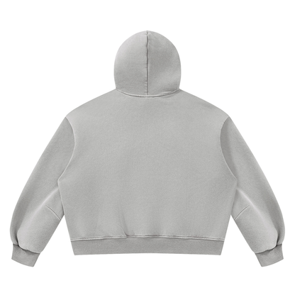 Vintage Wash Boxy Hoodie in Light Grey, back