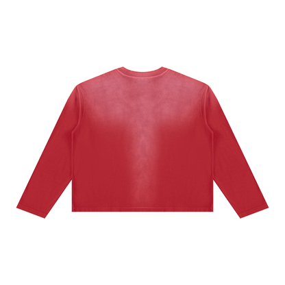 Sunfade Long Sleeve Tee in Red, back