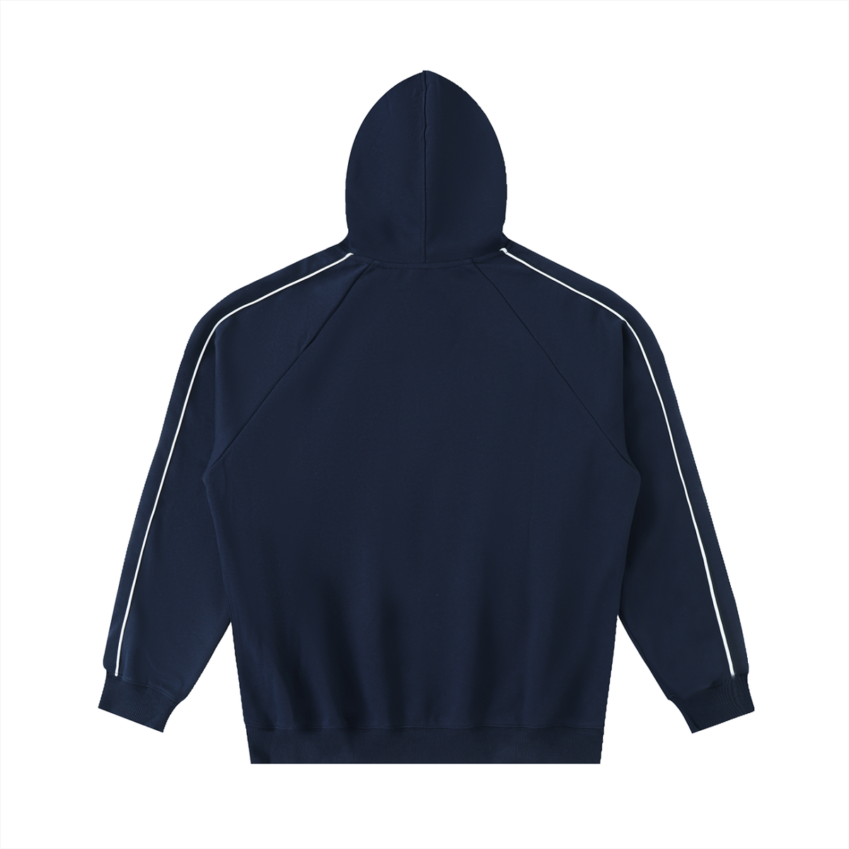 Contrast Piping Raglan Hoodie in Navy, back