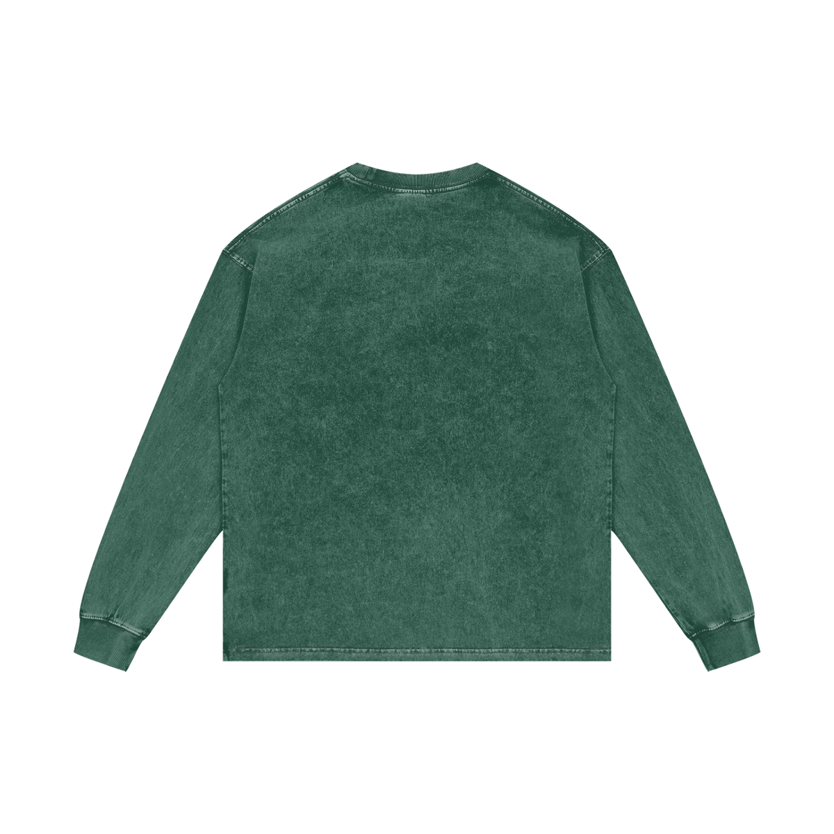 Acid Wash Long Sleeve Tee in Dark Green, back