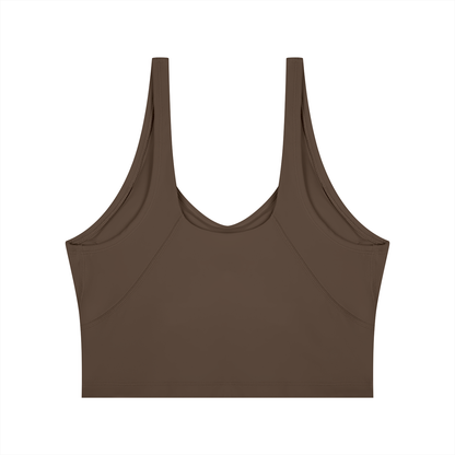 Cropped Yoga Tank in Coffee, back