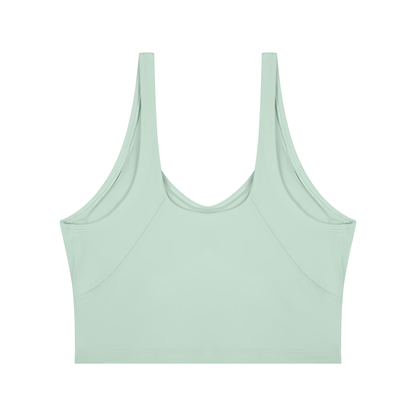 Cropped Yoga Tank in Mint Green, back