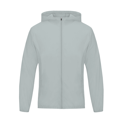 Lightweight Hooded Training Jacket in Light Grey, front