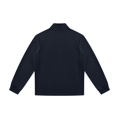 Stand Collar Track Jacket in Navy, back