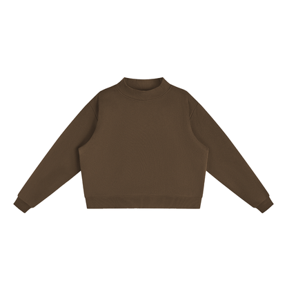 Women's Mock Neck Sweatshirt in Brown, front