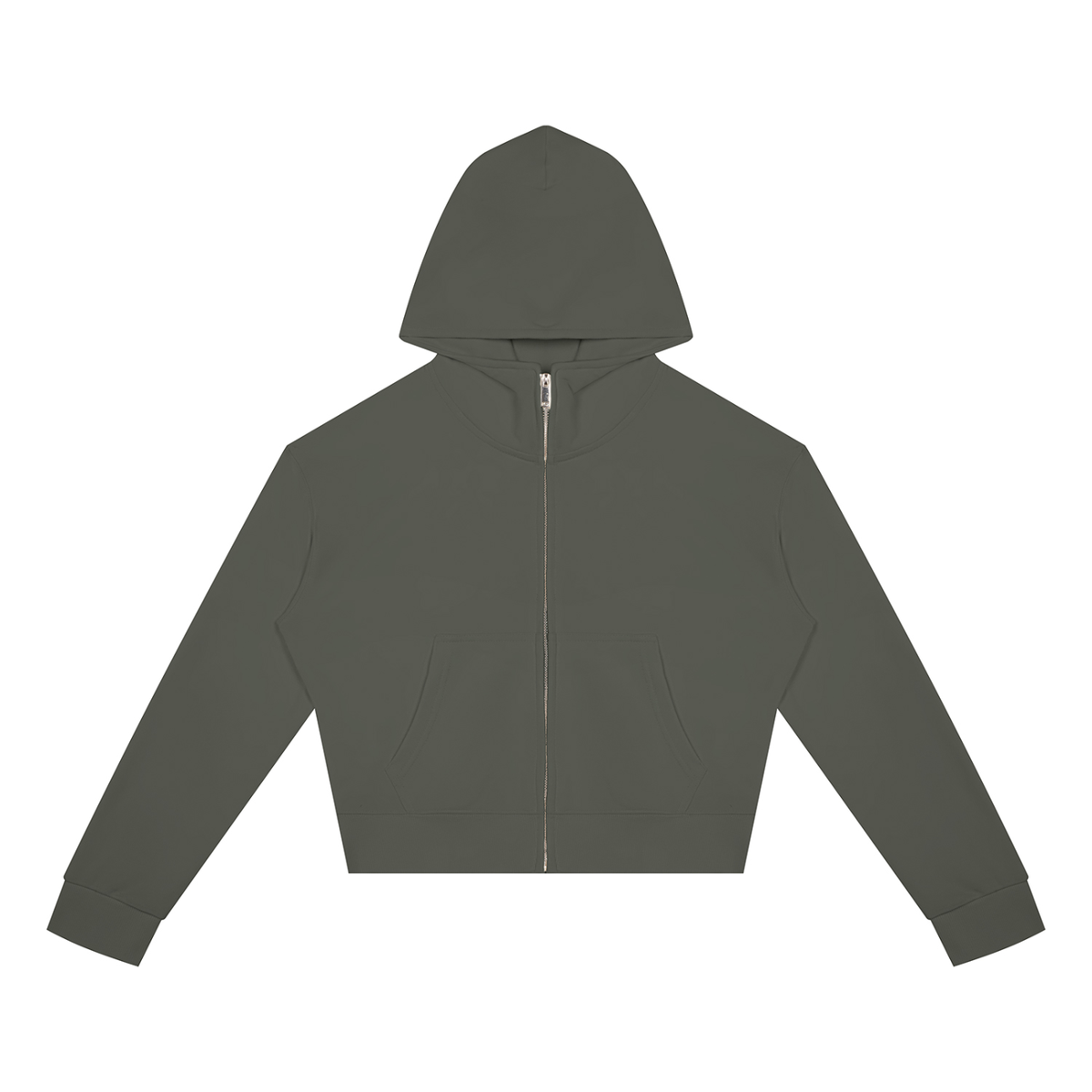Women's Cropped Zip Hoodie in Dark Grey, front