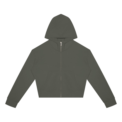 Women's Cropped Zip Hoodie in Dark Grey, front